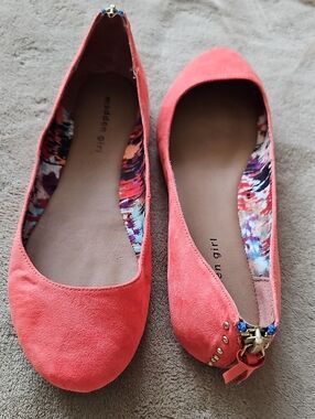 Madden Girl Coral Suede Flats with Stud Accent